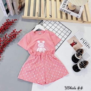 Bộ hè bé gái size đại giả váy thêu gấu sành điệu 20-40kg