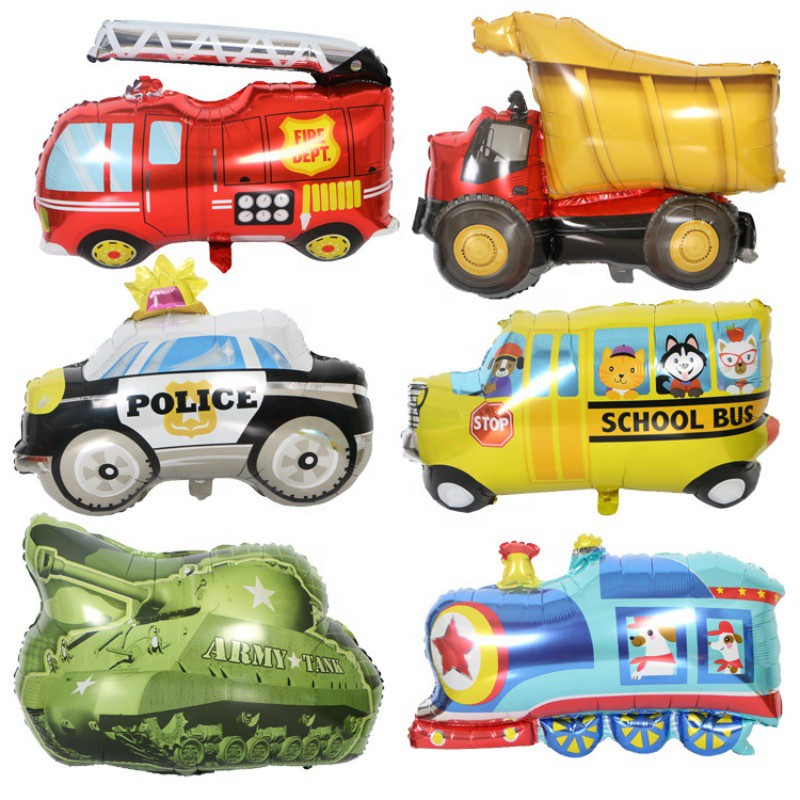 Bóng kiếng đồ chơi cho bé xe tải cấp cứu chữa cháy cảnh sát xe tăng trang trí