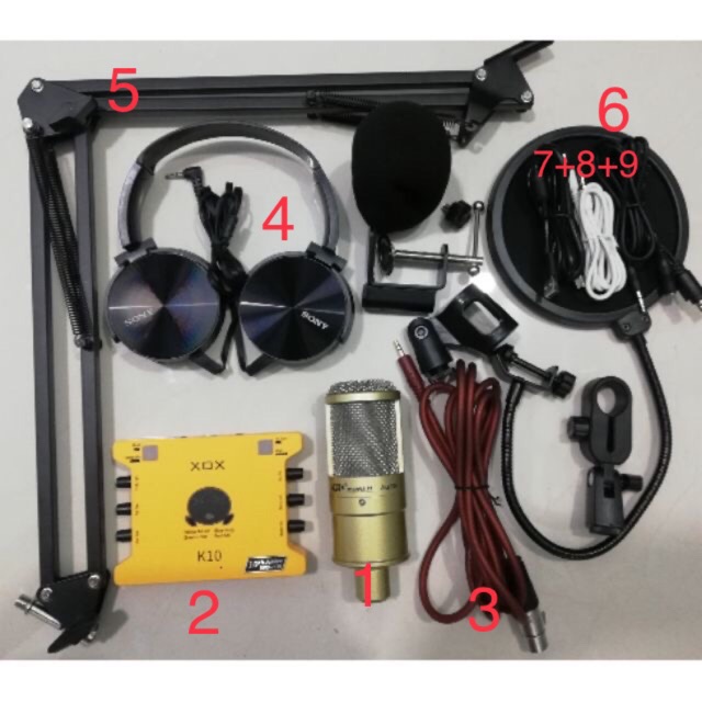 Combo thu âm livestream K10 bản 2020 và mic Qt220 full phụ kiện