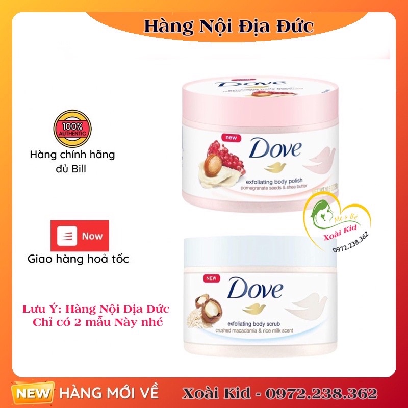 Tẩy da chết body Dove của Đức đủ bill