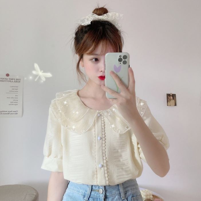 áo sơ mi cổ cánh tiên