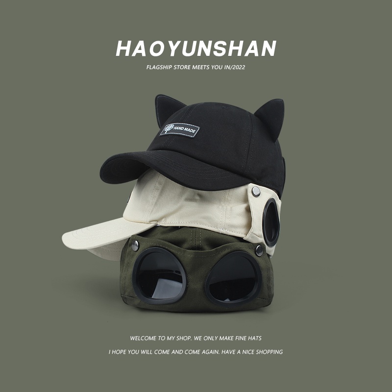 Mũ Bóng Chày Hình Tai Mèo Dễ Thương Phong Cách Hip-Hop Đường Phố Hàn Quốc Bảo Vệ Đầu Chống Mài Mòn Cho Nam Và Nữ