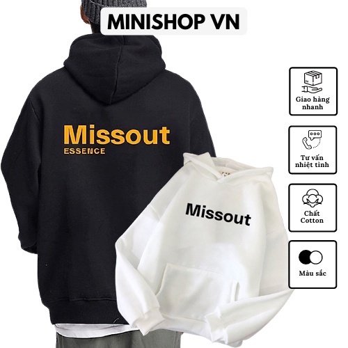 Áo hoodie nỉ Missout chất vải dày mềm mịn dáng rộng phong cách thời trang Hàn Quốc