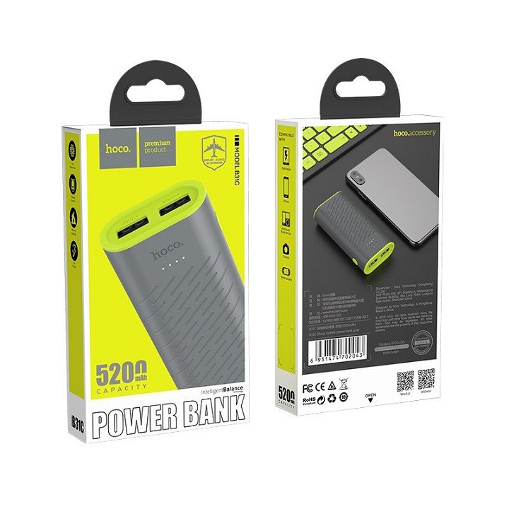 Sạc Dự Phòng Hoco B31C - 5.200mah thiết kế nhỏ gọn, hàng chính hãng