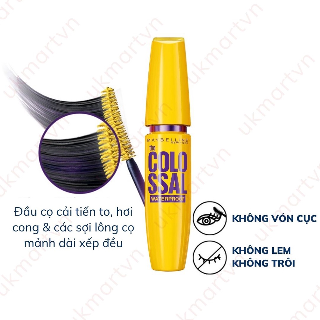 Mascara Dưỡng Mi Collagen Dày gấp 10 lần Maybelline New York Colossal Không Lem 9.2ml