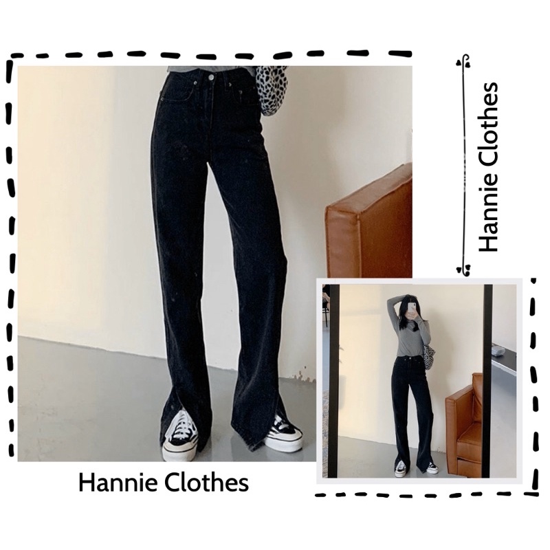 Quần Jeans Xẻ Ống - Quần Jeans Ống Rộng Xẻ Ống Hannie Clothes