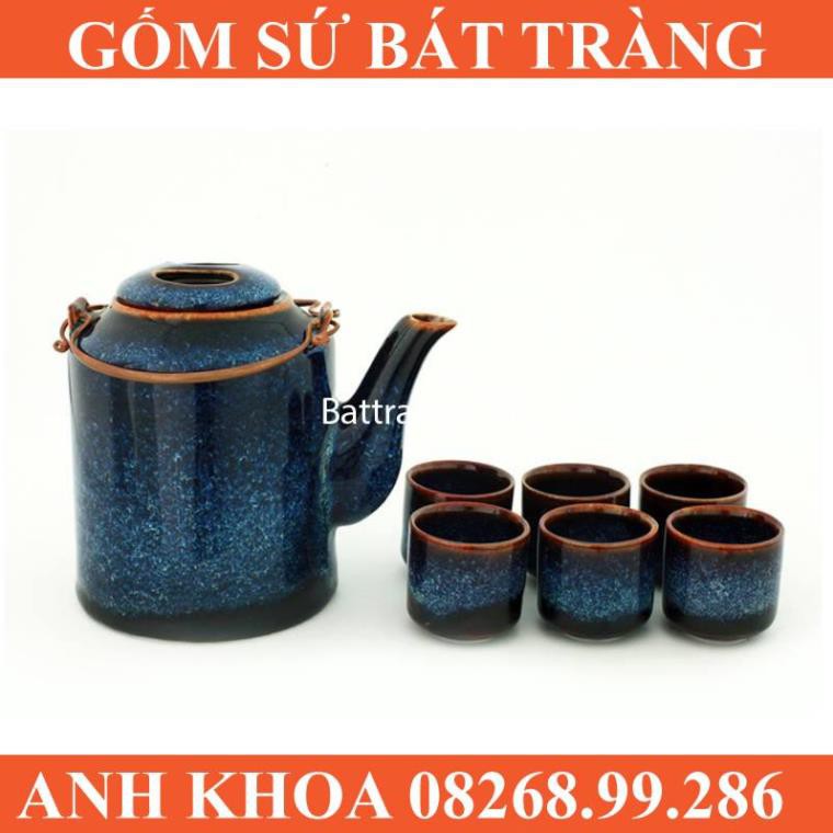 Ấm tích quai đồng men hỏa biến - Gốm sứ Bát Tràng Anh Khoa