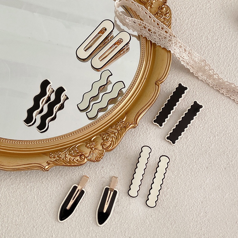 Set 2/4/6 Kẹp Tóc Nữ Màu Trắng Đen Thời Trang Hàn Quốc
