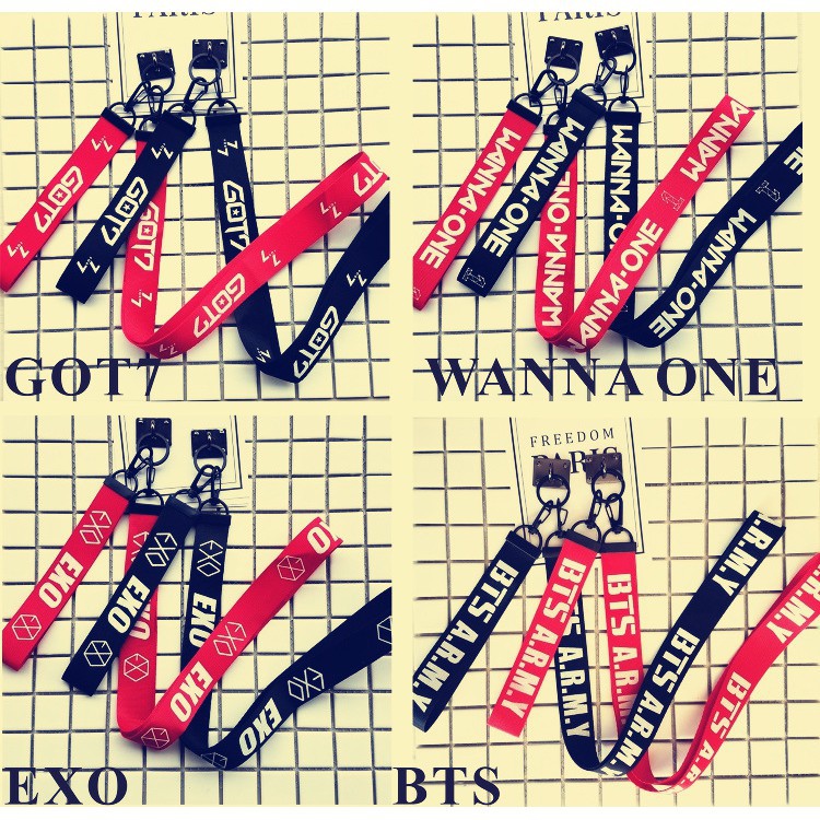 Nametag bts wanna one got7 exo phụ kiện nhóm nhạc hàn quốc nametag móc khóa móc treo điện thoại (cần thêm hook)