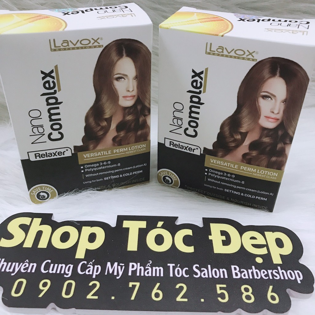 Thuốc uốn xoăn tóc tại nhà Lavox Nano Complex Relaxer 100ml x2 tặng 12 trục+giấy uốn