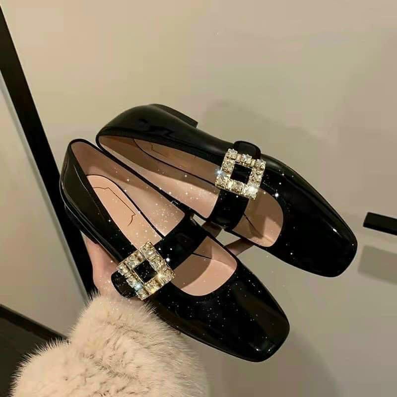 Giày tiểu thư Mary Jane đá cạnh sang chảnh HÀNG LOẠI 1,giày cao gót style tiểu thư quai ngang,Giày cao gót 3p quai ngang