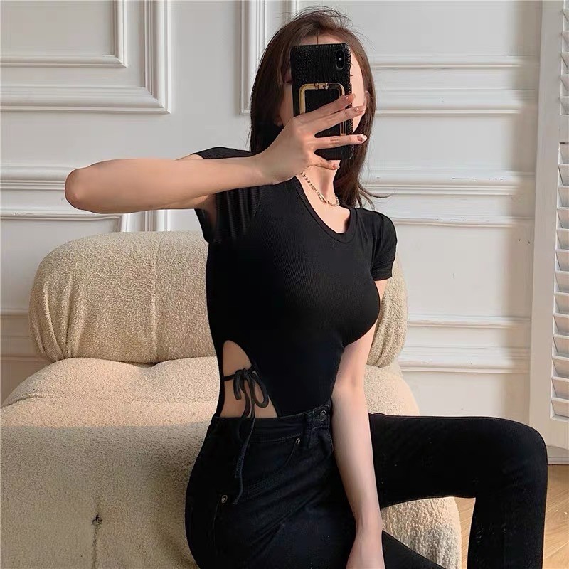 Áo Thun BodySuit Khoét Eo Sexy ( ODER + KÈM ẢNH THẬT ) | BigBuy360 - bigbuy360.vn