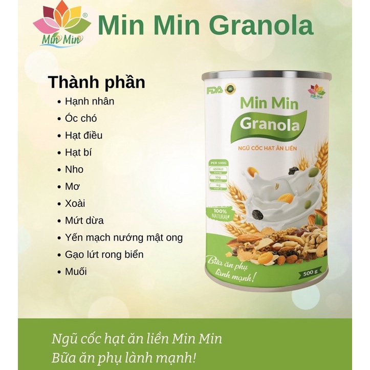 Ngũ Cốc Hạt Granola MIN MIN Hộp 500gr