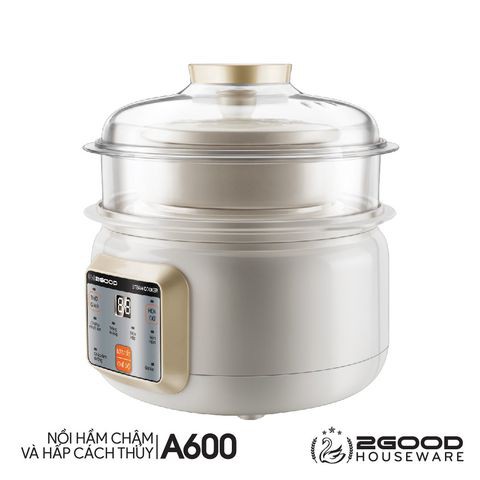 [Mã SKAMSALE03 giảm 10% đơn 200k] Nồi Hầm Cháo Cách Thủy 2 Tầng 2GOOD A600 dung tích 1,5 Lít