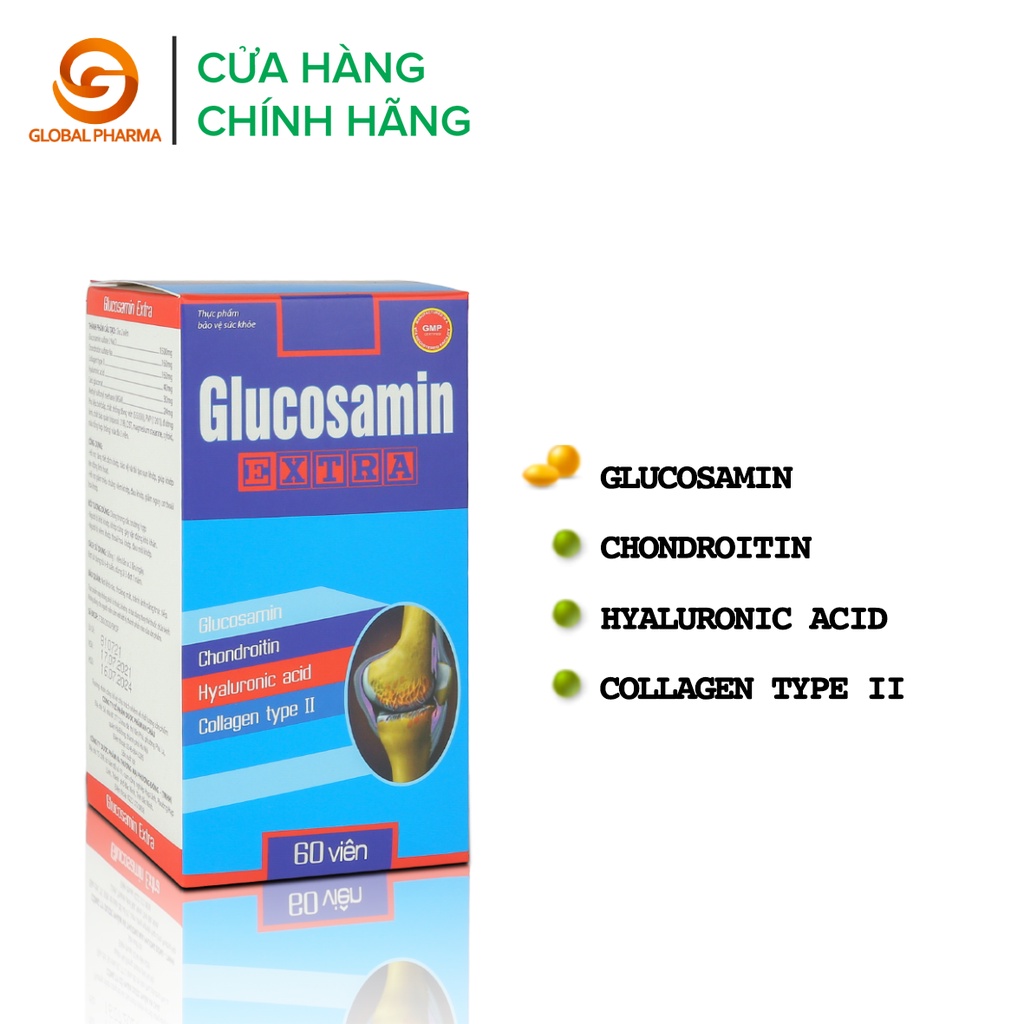 Viên uống glucosamin extra An Châu tăng cường bảo vệ và tái tạo sụn khớp hộp 60 viên - globalpharma