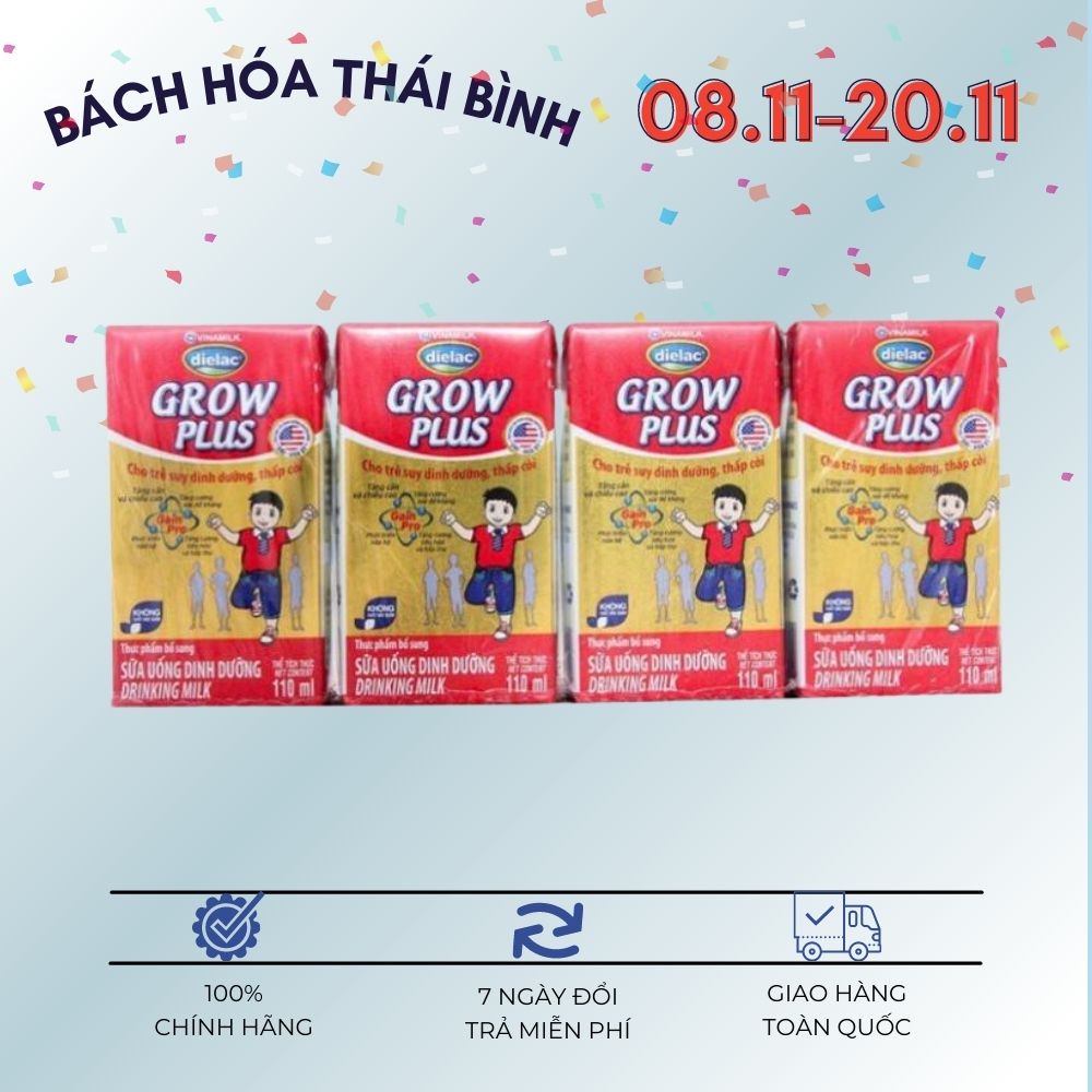 Lốc 4 Hộp Sữa Dielac Grow Plus Vinamilk 110ml