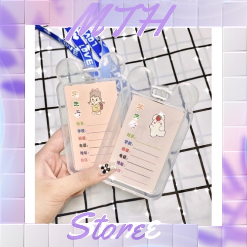 Dây Đeo Thẻ Tai Chuột Dễ Thương Trong Suốt Kích Thước Bao Thẻ: 8,5cmx5,5cm
