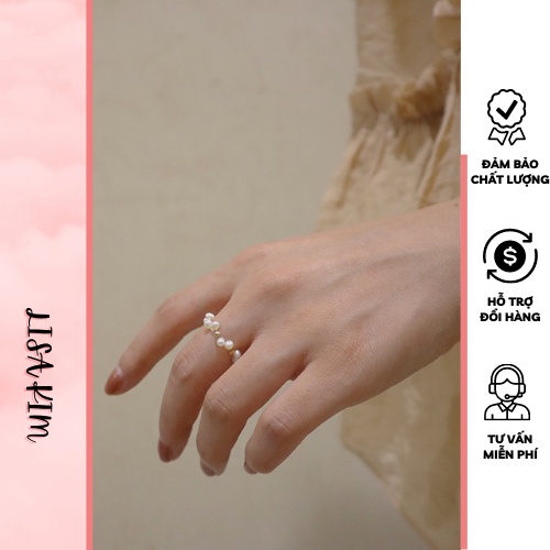 Nhẫn tay đan kiểu so le size 3 li mix bi v.à.n.g