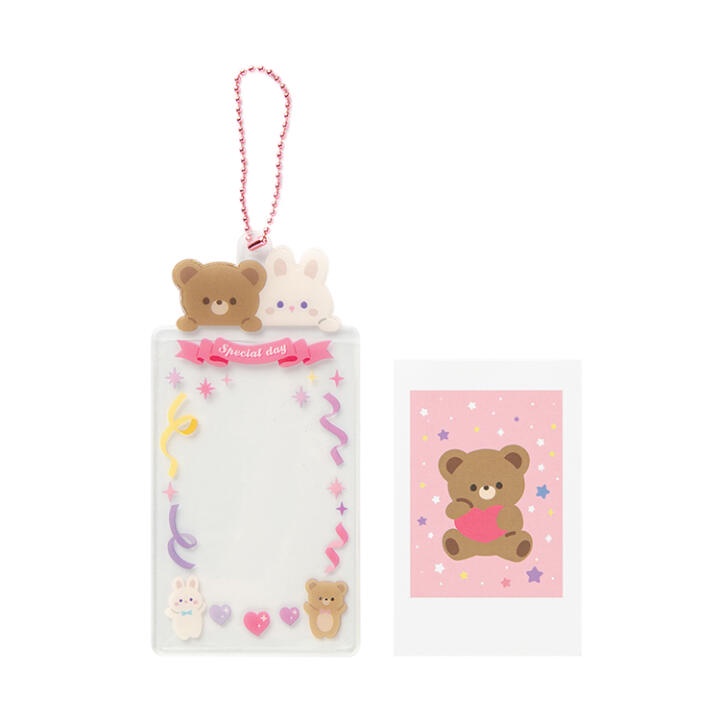 Toploader Decor ARTBOX Hàn Quốc Móc Khóa Bọc Card Đựng Ảnh Trang Trí Photocard Polaroid In Hình Thỏ/Gấu Ribbon Confetti