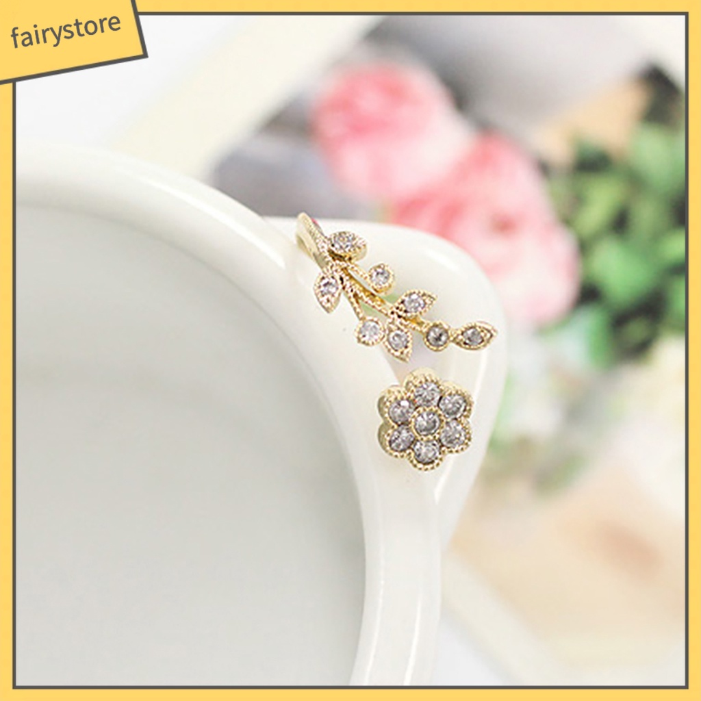 Nhẫn đeo tay hợp kim hình hoa và cành đính đá lấp lánh tinh tế cho nữ