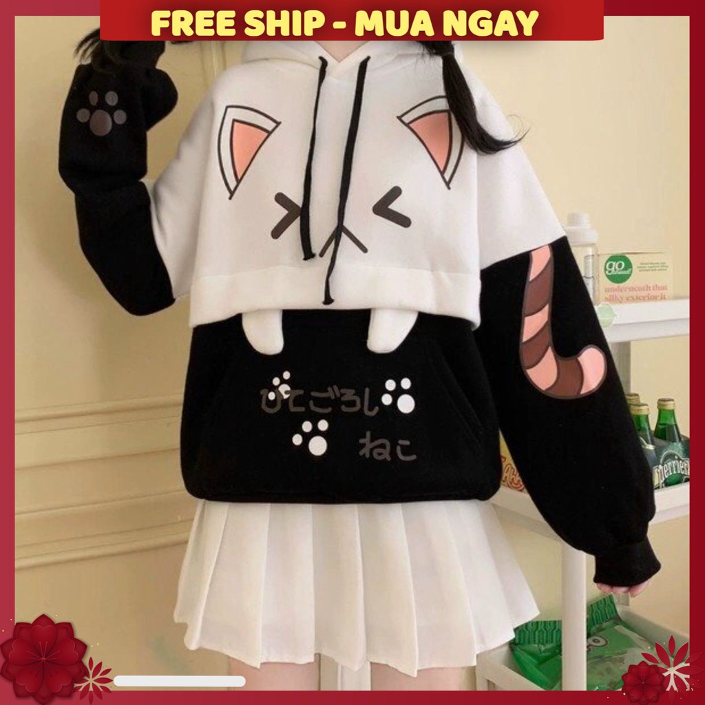 ÁO HOODIE NỮ ❤️FREESHIP❤️ áo khoác hoodie ( NANH MÈO ) VẢI NỈ NHIỀU MÀU-  FREE SIZE DƯỚI 60KG | BigBuy360 - bigbuy360.vn