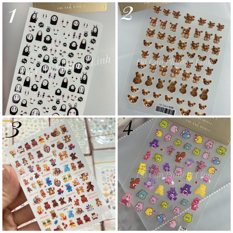 sticker , tấm sticker dán móng tay , hình dán nail chọn mẫu theo thứ tự ghi vào ghi chú giúp shop