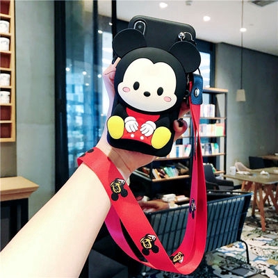 Ốp điện thoại mềm kèm ví Mickey Minnie Doraemon Stitch thời trang cho A92S A52 A92 A72 A31 A91 A9 A5 2020 Realme X2 Pro