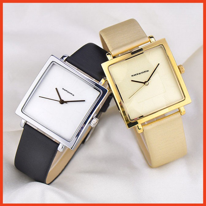 [Mã FAMAYFA2 giảm 10K đơn 50K] Đồng hồ nữ SHEEDER mặt vuông dây da cao cấp size 36mm