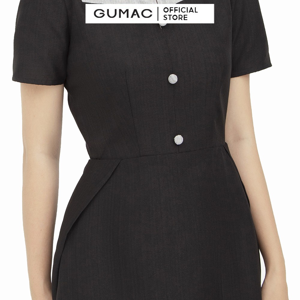 [Mã MABR07062 giảm 8% tối đa 50K đơn từ 249K] Đầm body nữ sexy xếp ly GUMAC màu đen, tay ngắn thanh lịch DB526 | BigBuy360 - bigbuy360.vn