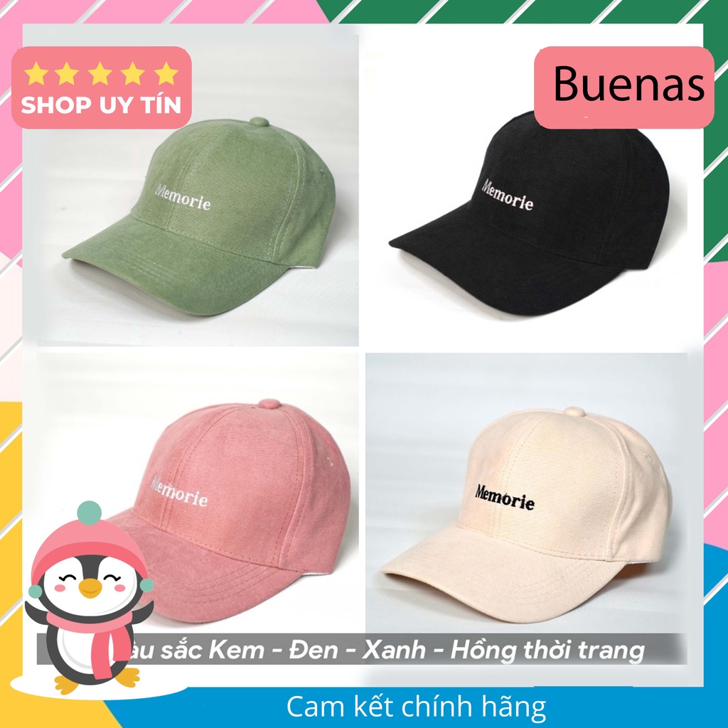 Mũ lưỡi trai nam nữ BM02 Nón kết thêu chữ Memorie phong cách Ulzzang form Unisex nhiều màu sắc