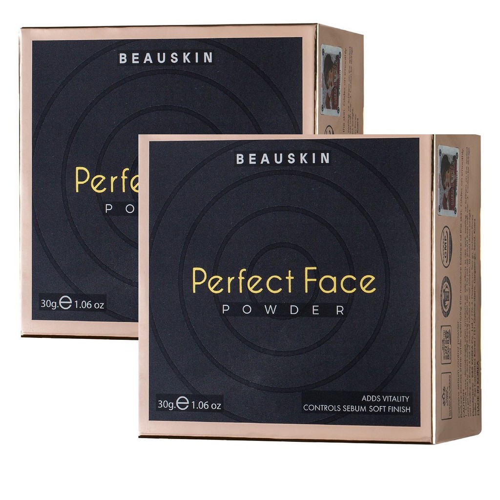 Combo 1 hộp phấn bột trang điểm BEAUSKIN PERFECT FACE POWDER Hàn quốc 30g/Hộp Và 1 gói tẩy da chết Beauskin 3ml/gói