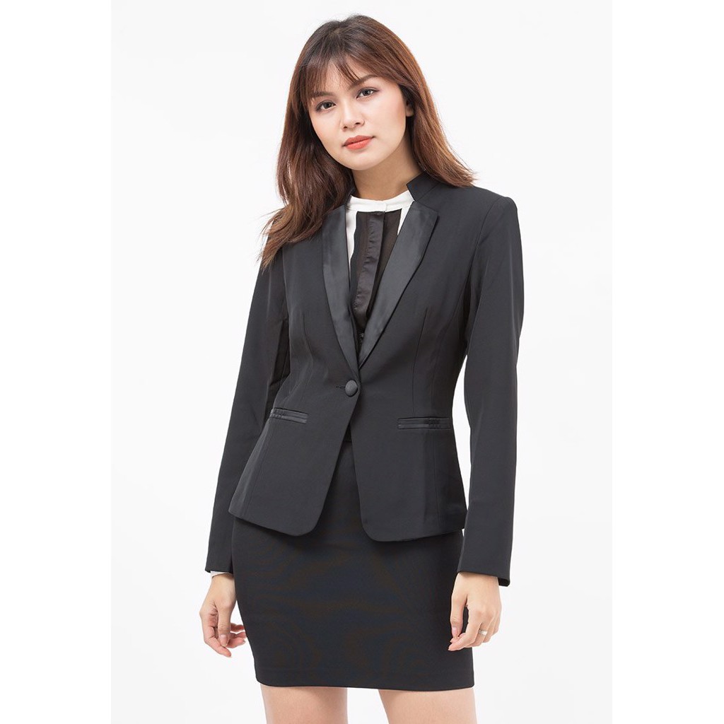 Áo vest Nữ Titishop ACC9 màu đen 1 nút viền cổ ( vest theo bộ )
