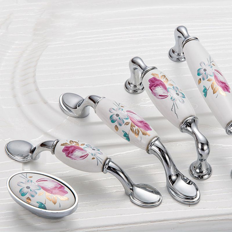 Tay Nắm Cửa Tủ Bằng Hợp Kim Kẽm Họa Tiết Hoa Tulip Phong Cách Châu Âu