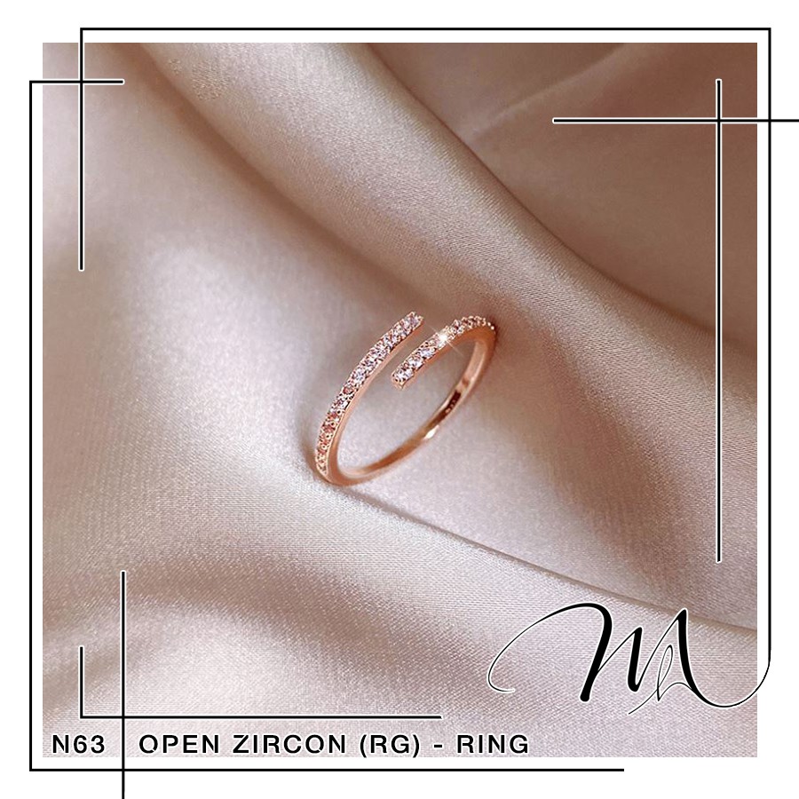 Nhẫn nữ Titan không gỉ đính đá đơn giản freesize - Măng’s House N63