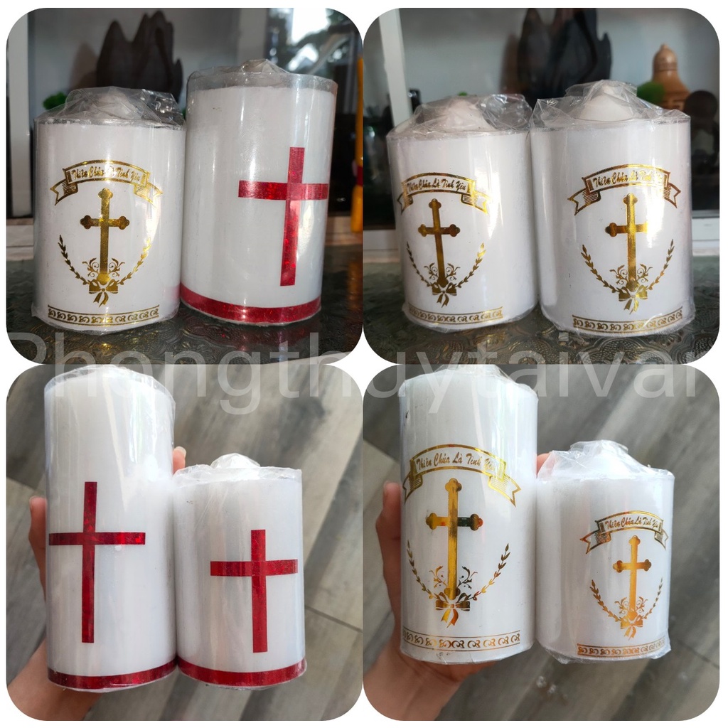 Nến đèn cầy bơ Công giáo(Thiên chúa giáo)(2 size)