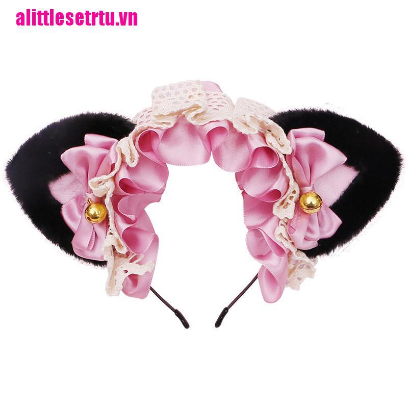 Băng Đô Tai Mèo Phối Ren Phong Cách Công Chúa Lolita