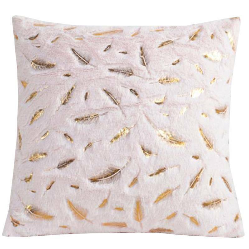 Soft Fur Pillow Cases Feather Pattern Cushion Cover Luxury Sofa Home Decoration