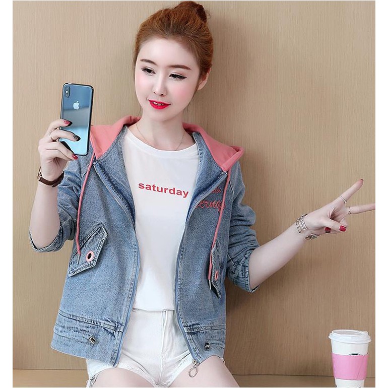 Áo Khoác Jean Nữ Nón Trùm Thời trang