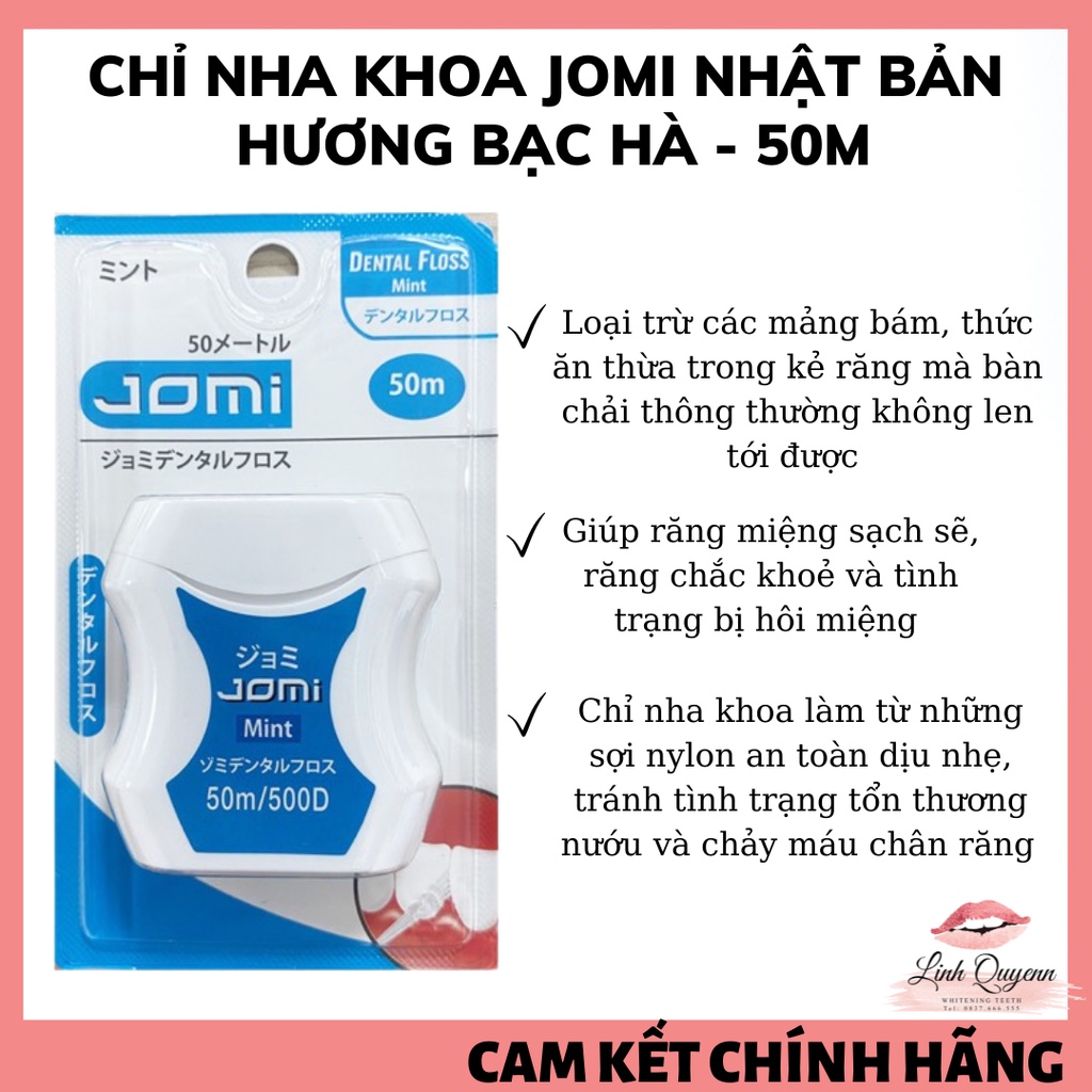 Chỉ Nha Khoa Jomi Dental Floss Mint Hương Bạc Hà Nhật Bản (Dài 50M)