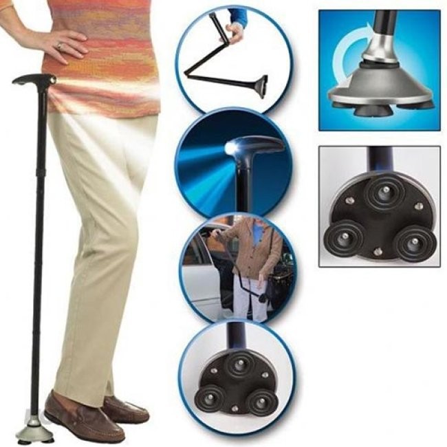 Gậy chống trượt cho người cao tuổi có đèn pin Trusty Cane có thể gập gọn