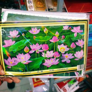 Tranh thêu chữ thập đầm sen toả hương thơm ngát kt 100*60cm (hình thật)