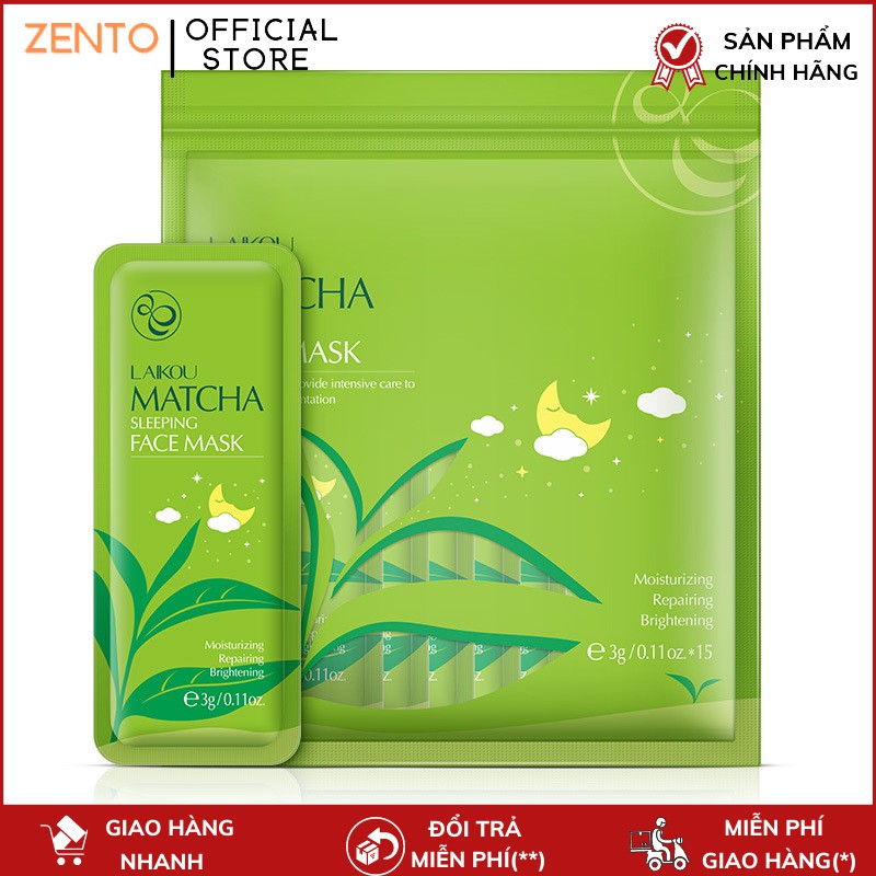 Mặt nạ ngủ Matcha LAIKOU dưỡng ẩm, ngăn lão hóa giảm mụn và ngăn bã nhờn cho da kết hợp phục hồi da