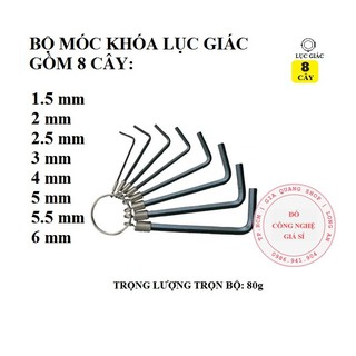 Bộ móc khóa lục giác 8 cái