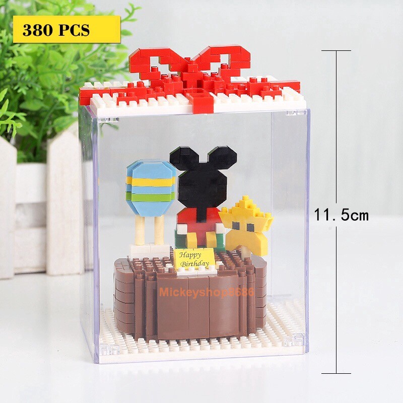 Xếp hình  bánh kem sinh nhật 1894 thỏ stella lou vịt donal gấu - mảnh ghép đồ chơi lắp ráp nanoblocks cho bé