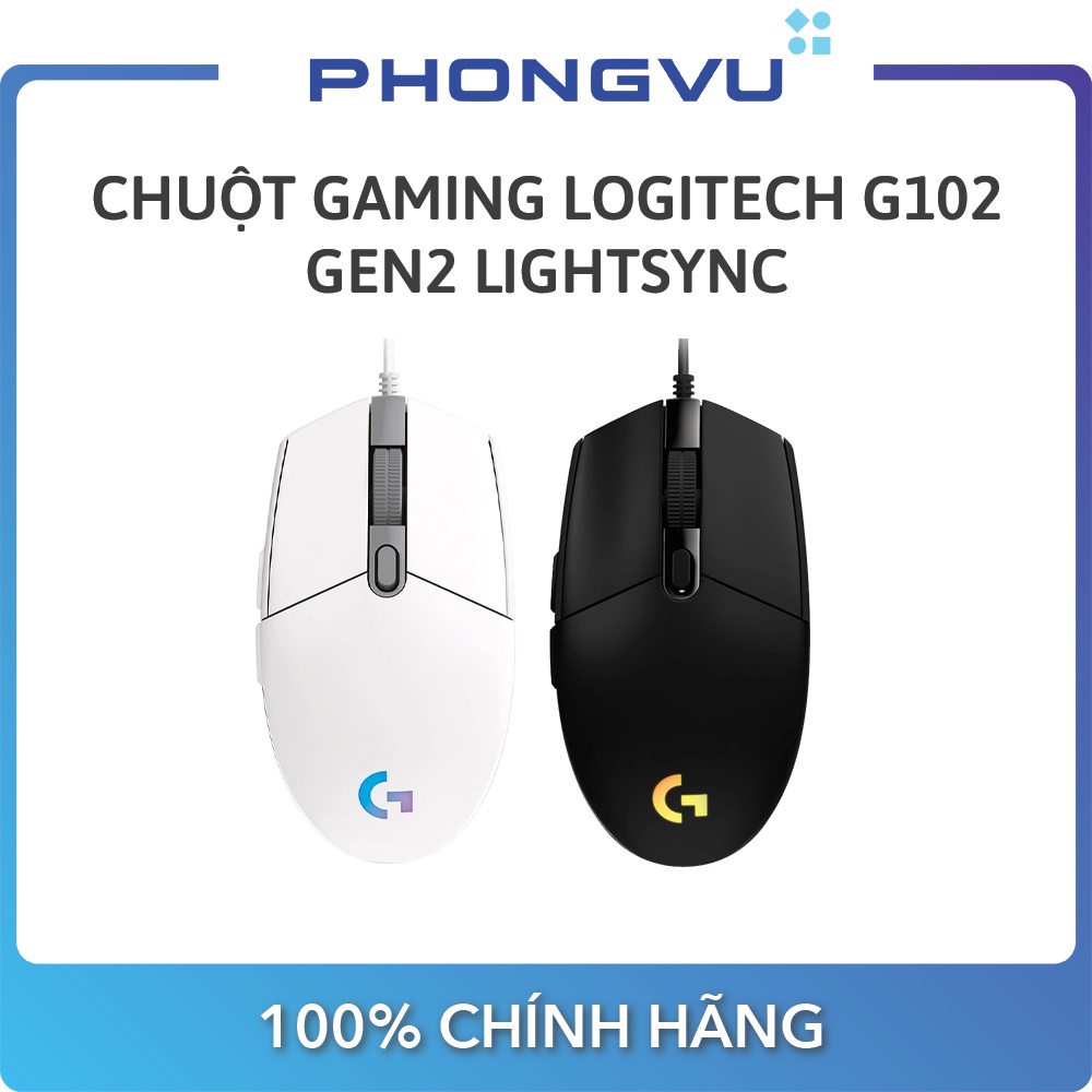 [Mã 55ELSALE1 giảm 7% đơn 300K] Chuột gaming Logitech G102 Gen2 Lightsync (Đen) - Bảo hành 24 tháng