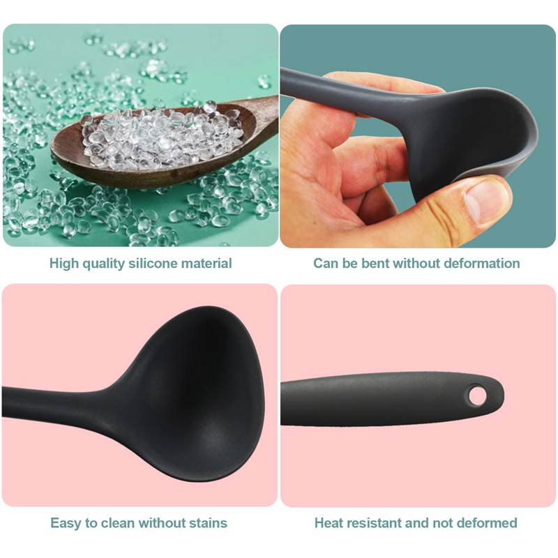 Muỗng Múc Canh Cán Dài Bằng Silicone Chịu Nhiệt Độ Cao Chống Bỏng Tiện Dụng Cho Nhà Bếp