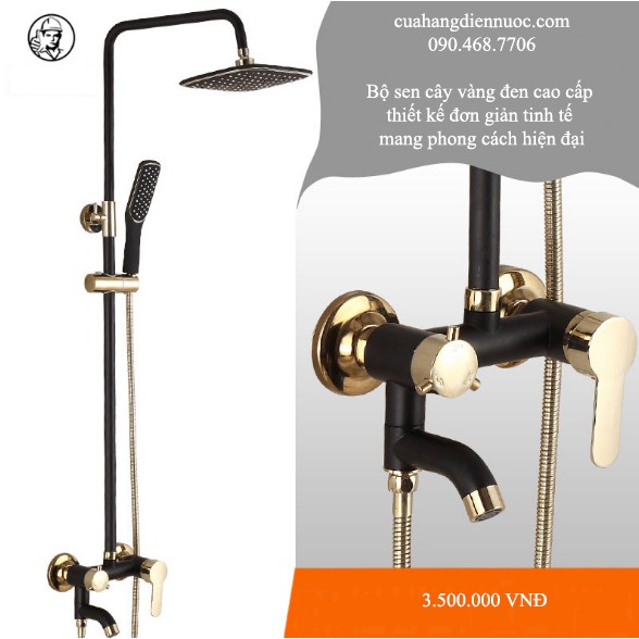 Combo bộ sen cây tắm kèm vòi chậu lavabo vàng đen cao cấp SC07-SNL23