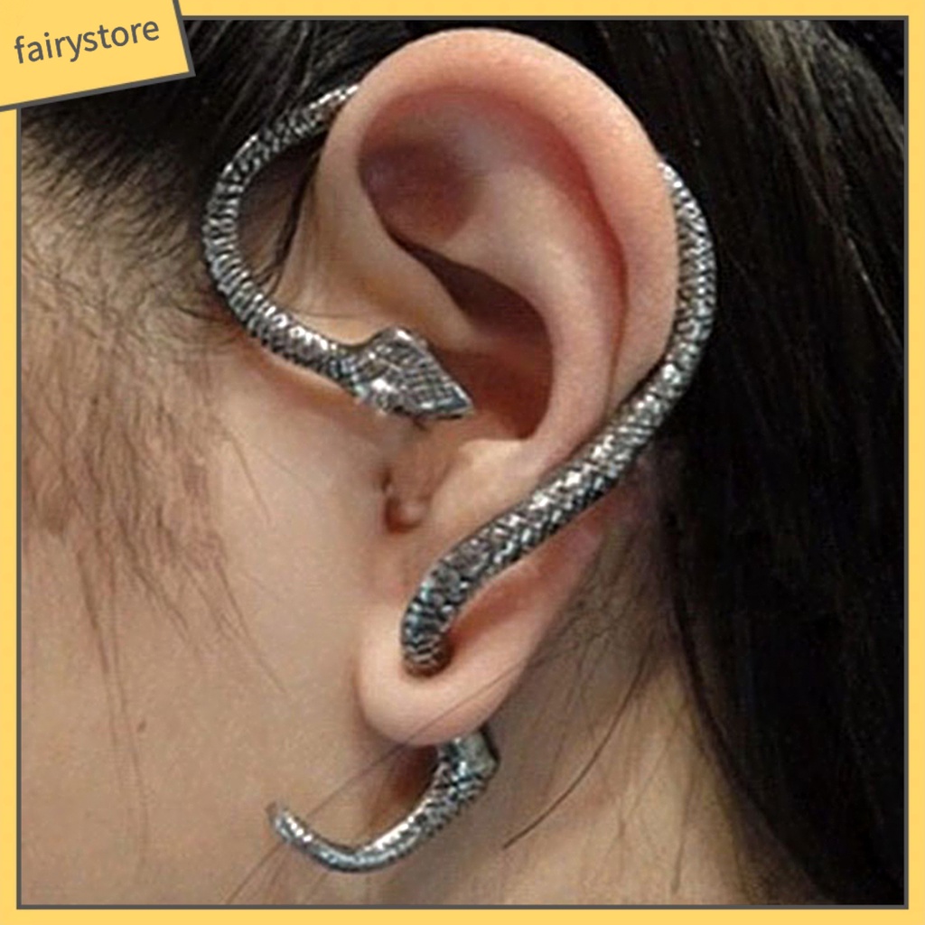 1 Khuyên Vành Tai Hình Rắn Phong Cách Punk Thời Trang