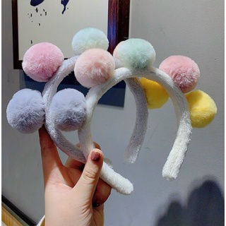 Băng đô, bờm, cài tóc 5 cục bông pom pom