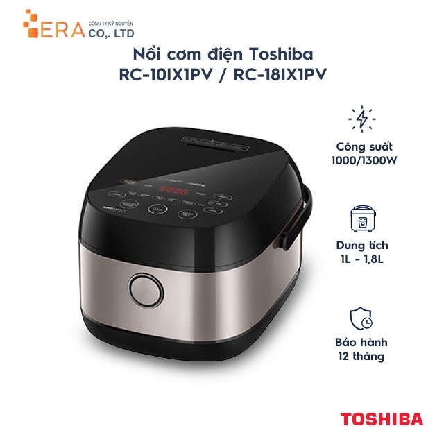 [Mã ELHADEV giảm 4% đơn 300K] Nồi cơm điện Toshiba RC-10IX1PV / RC-18IX1PV